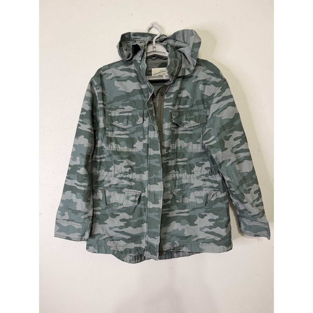 Universal Thread Camo Utility Jacket Green Hooded Canvas Medium Gorpcore Street
